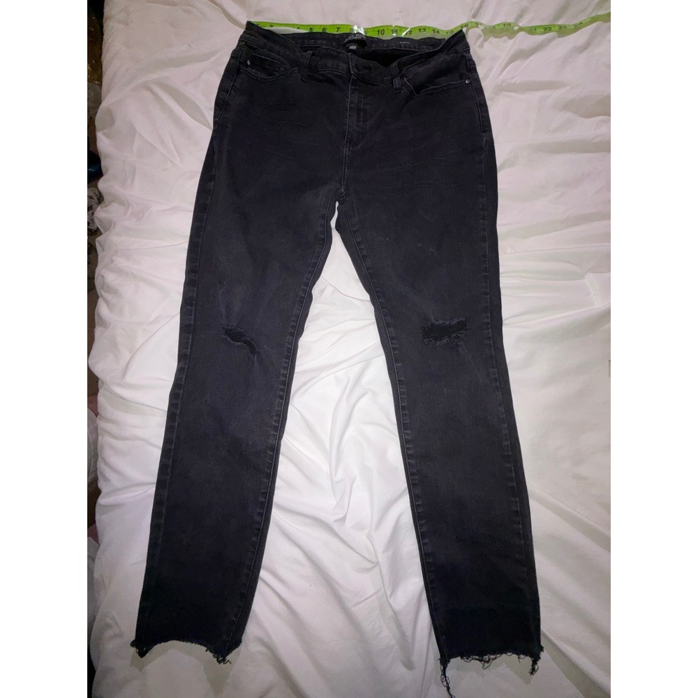 Judy Blue Los Angeles Slim Fit Distressed Raw Hem Black Jeans Size 13/31 T07-10